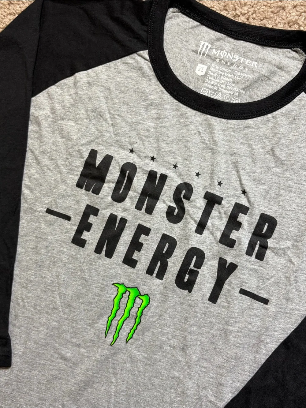 Monster Energy Adult Raglan Shirt - Picture 2 of 5